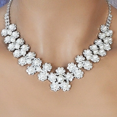 Bridal Flowers Connected Wedding Jewelry Set